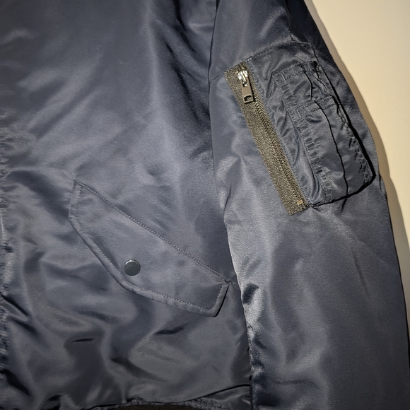 Theory Flight Slim-Fit Bomber Jacket navy blue sz LRG - Picture 5 of 7